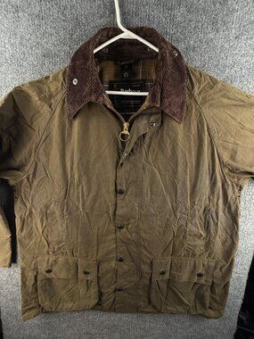 Barbour Classic Beaufort Green Waxed Jacket Double Zipper Size 48 England